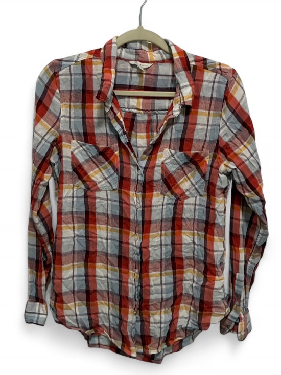 Lucky Brand Tops - Lucky Brand Orange Plaid Long Sleeve Button-Down Shirt